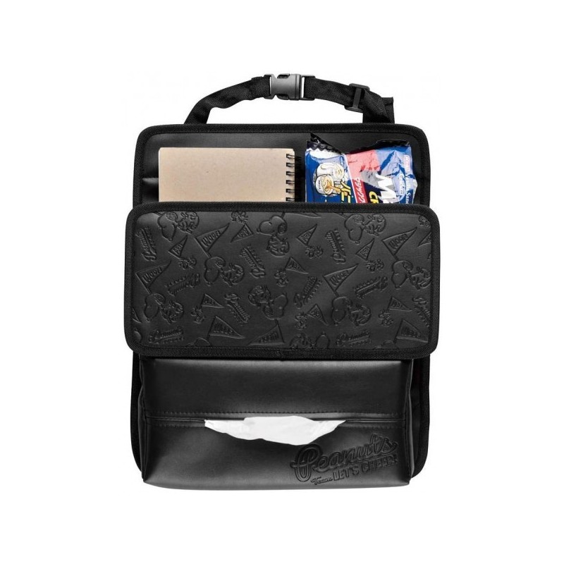 Japanese Bonform Car Snoopy Dark Pattern Multi Purpose Black Seat Back Storage Bag Tissue Bag Sundries Bag